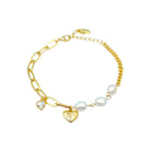 Roca de Piña - Encanto de Amor bracelet - fresh water pearls - zirconia heart charm