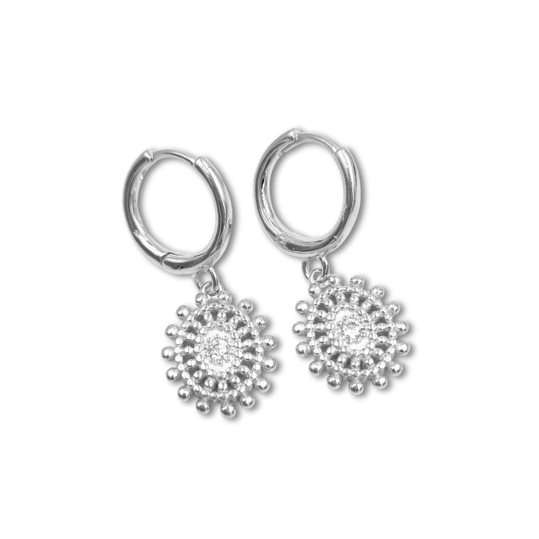 Roca de Piña - Lizzie earrings - white zirconia- 925 sterling silver - rhodium plated