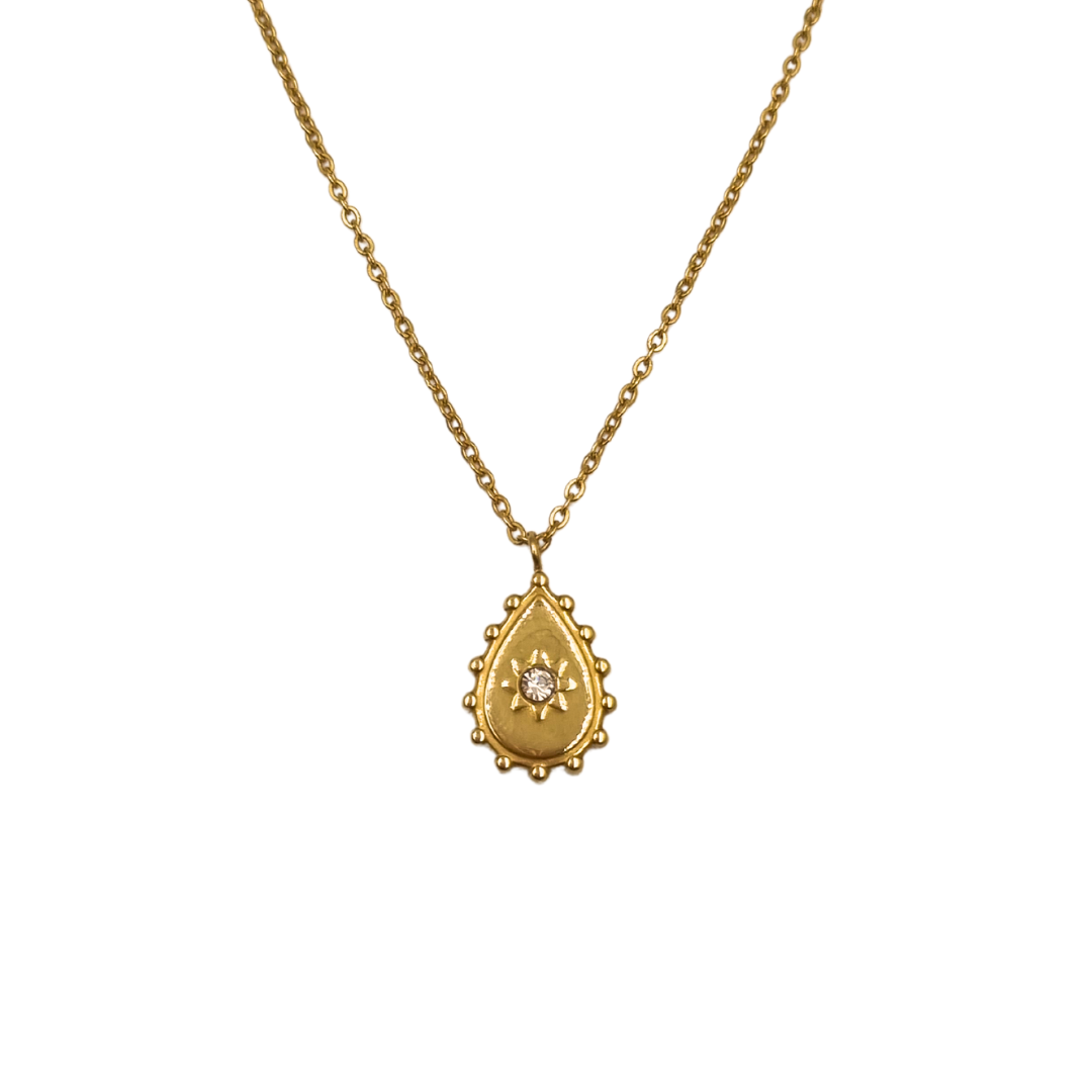 Roca de Piña - Nola necklace- goldplated steel - staal - white zirconia - Nola ketting - utrecht boetiek