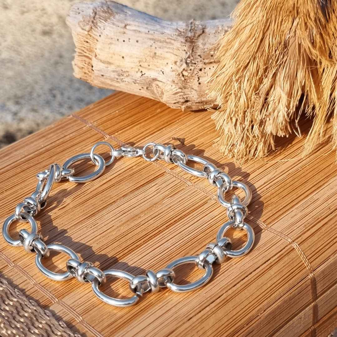 Ronde Schakelarmband zilver dames waterproof