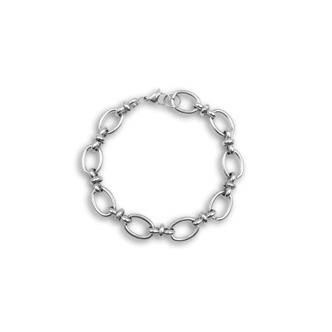 Ronde schakelarmband dames Camila - staal