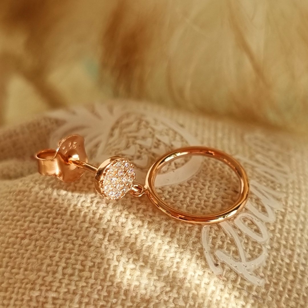 Rosé vergulde oorbellen met steentjes Julia - rosé goldplated