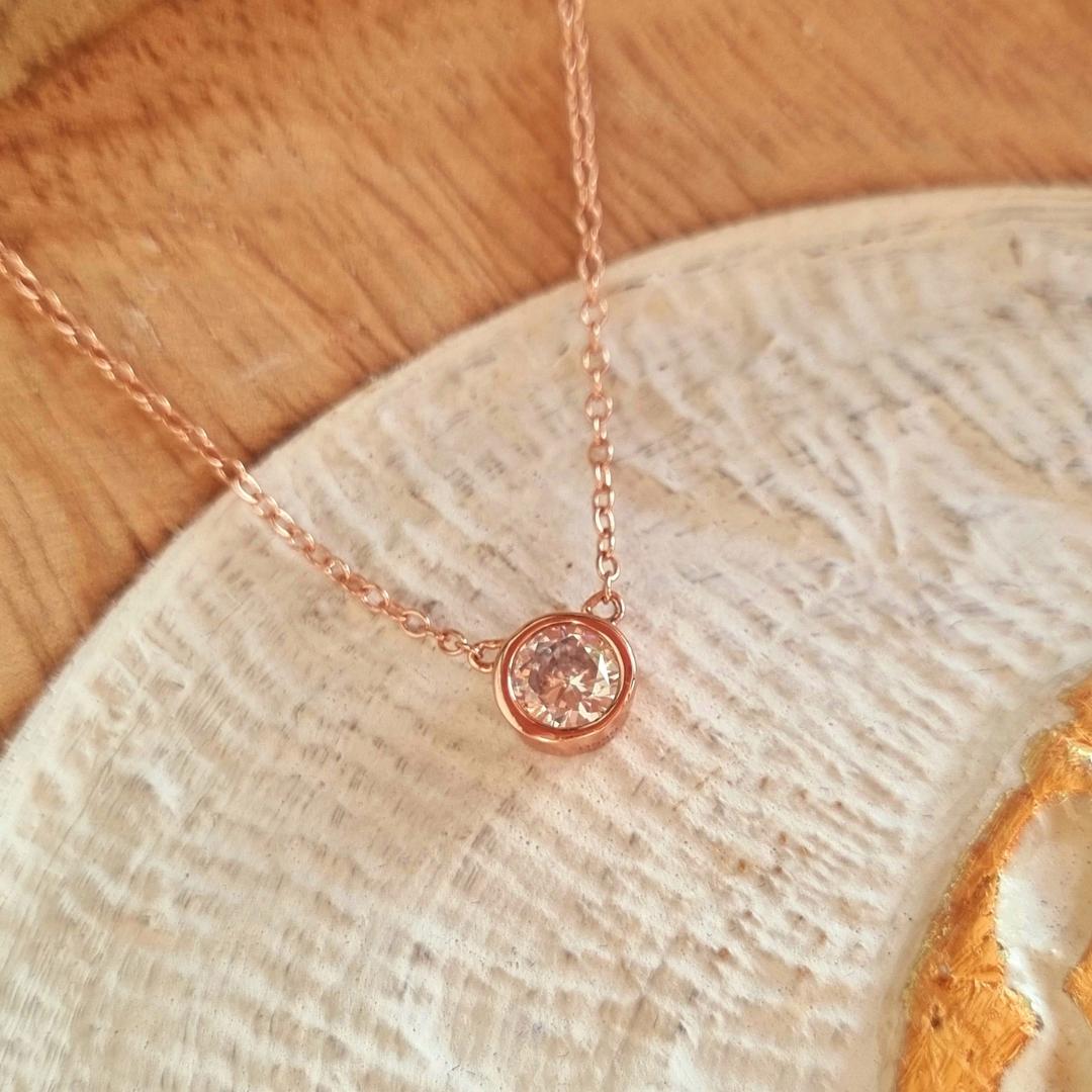 Rosé vergulde zilveren oorbellen en ketting set - sieraden cadeau vrouw