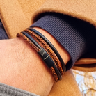 Roca de Piña - Rusty double cord Bracelet - Leather- Stainless steel clasp