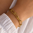 Schakelarmband goud staal rechthoek