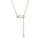 Veiligheidsspeld ketting met hanger en steentjes - dames kettinkje goud kleur safety pin goldfilled