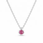 Zilver ketting met steentje fuchsia roze