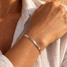 Zilver visgraat armband platte schakel dames