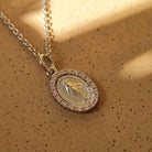 Christelijke ketting zilver dames - Maria Bedel- 925 sterling zilver met steentjes