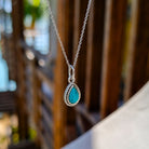 Zilveren Ketting met turquoise blauwe steen