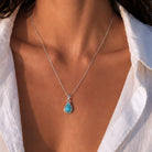 Zilveren ketting steen hanger blauw turquoise