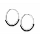 Zilveren hoops oorbellen met zwarte steentjes 