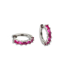 Zilveren oorbellen met roze steentjes huggie hoops Ciara