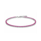 Zilveren tennisarmband met roze steentjes 