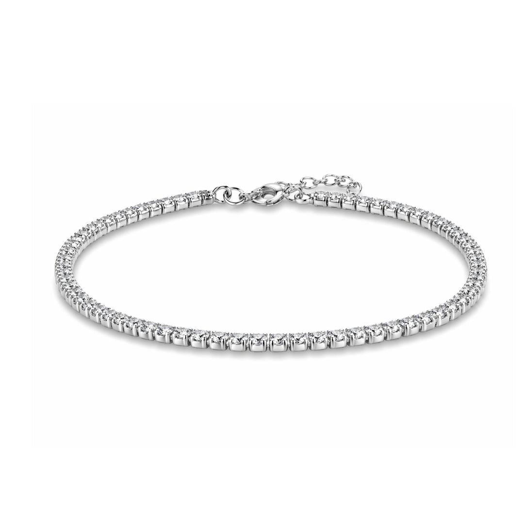 Zilveren tennisarmband met witte steentjes 