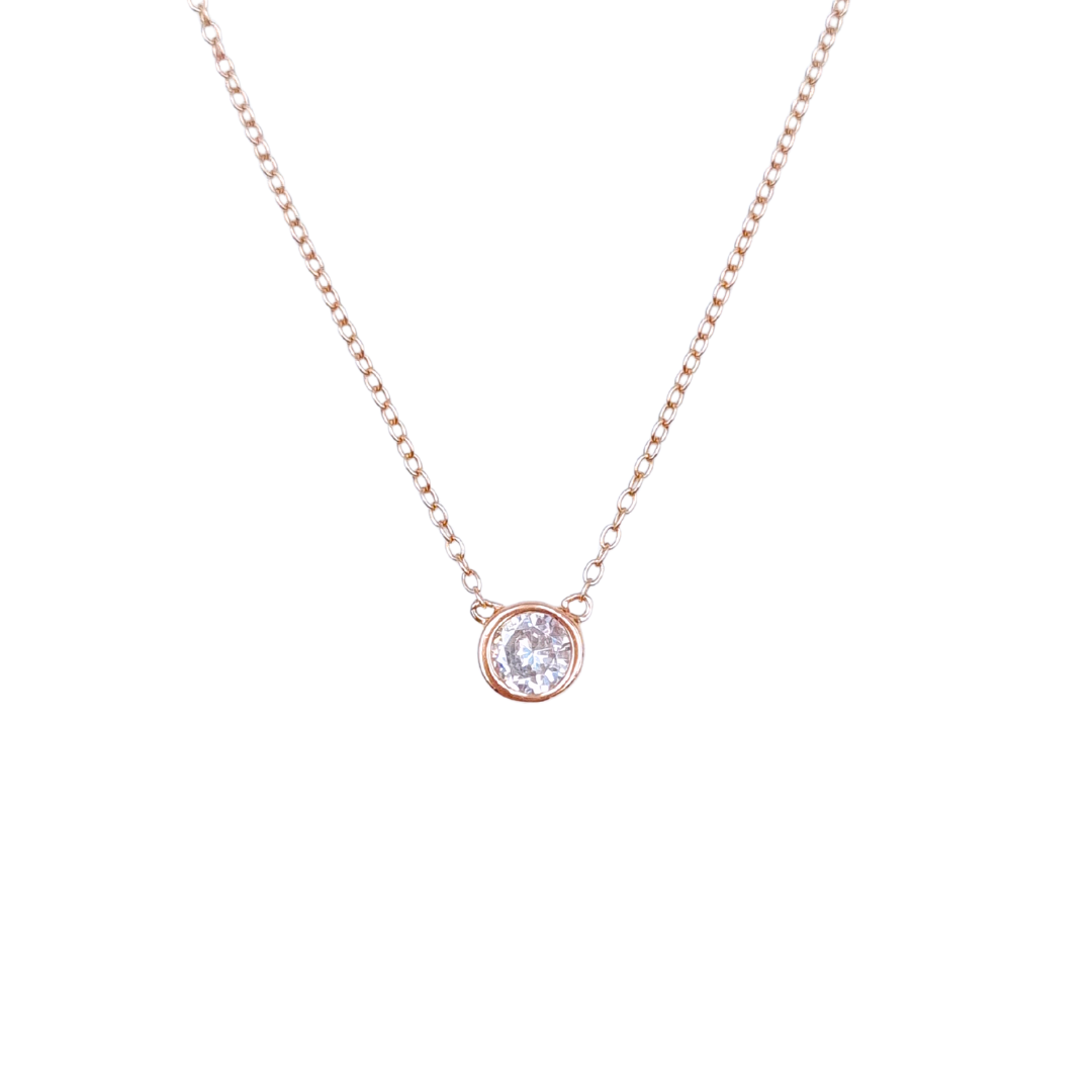 Roca de Piña - Ana necklace - rose goldplated 925 sterling silver, zirconia - ketting zirkonia rosé