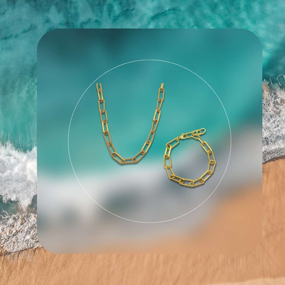 Armband ketting set goud waterproof