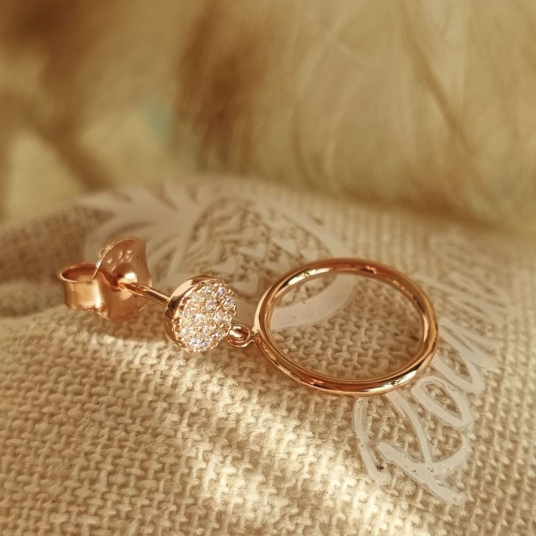rosé vergulde sieradenset met ketting en oorbellen – 925 zilver