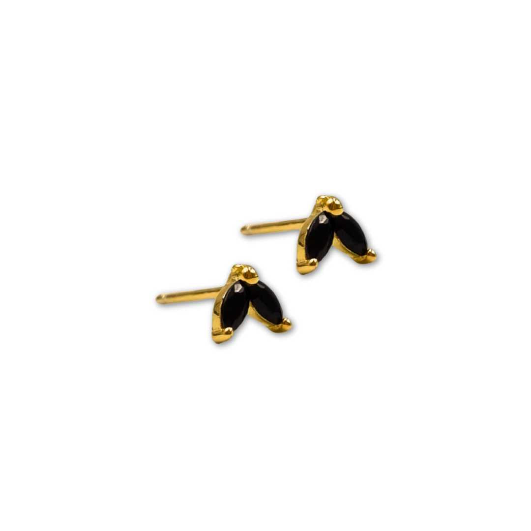 Zoe studs- zwarte zirkonia- verguld zilver - earstuds