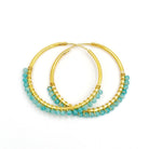 Hoops oorringen met blauwe steentjes Sofia - verguld 925 zilver - amazoniet edelsteen
