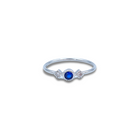 Roca de Piña - Mana kai ring - rhodium plated 925 sterling silver - blue and white zirconia