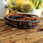 Roca de Piña - Rusty double cord Bracelet - Leather- Stainless steel clasp