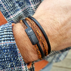 Roca de Piña - Rusty double cord Bracelet - Leather- Stainless steel clasp