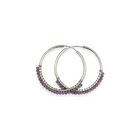 Roca de Piña- Amethyst Sofia hoops - rhodium plated 925 sterling silver - amethyst mineral gemstone