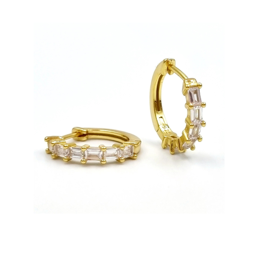 Roca de Piña - ciara earrings- goldplated 925 sterling silver- white zirconia - huggie earrings