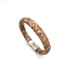 Oval braided leather bracelet, beacon cove stainless steel clasp 