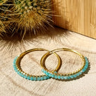 Hoops oorringen met blauwe steentjes Sofia - verguld 925 zilver - amazoniet edelsteen