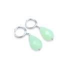 Zilveren creolen met hanger - groene edelsteen- chalcedoon