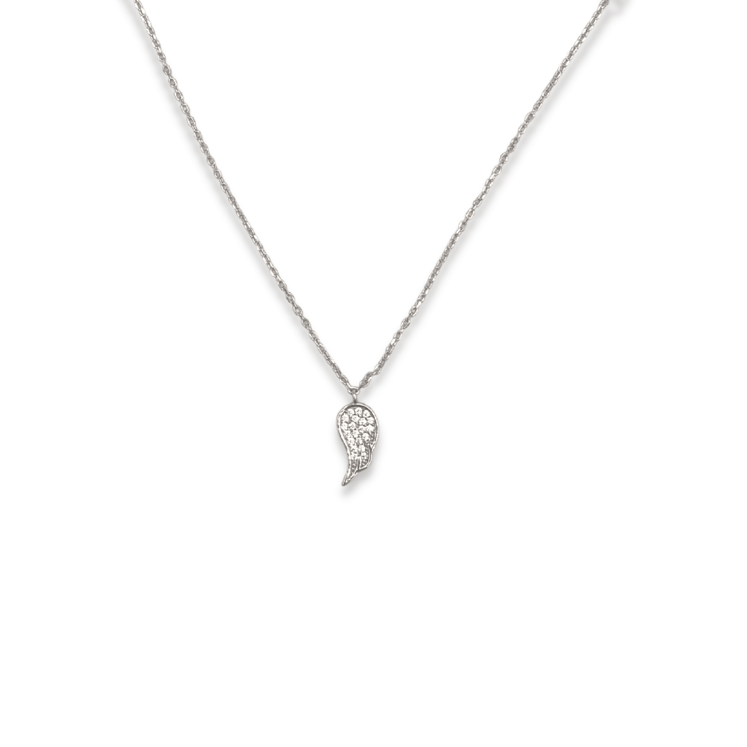 Roca de Piña-  Angel wing necklace- rhodium plated 925 sterling silver- white zirconia - sparkle- festive