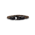 Roca de Piña - Coco Madera Bracelet, round braided cord, leather, stainless steel clasp