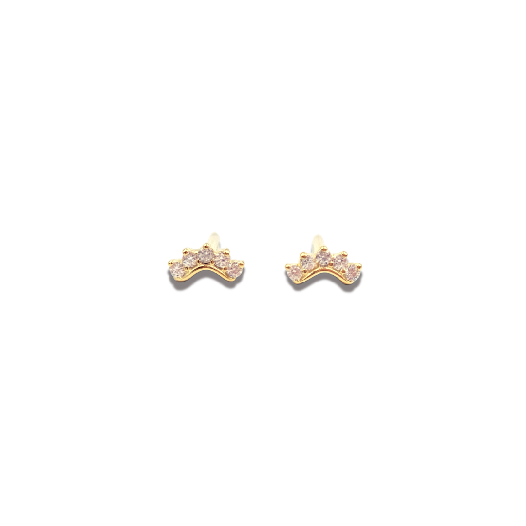 Roca de Piña- Little darling earrings- goldplated 925 sterling silver- white zirconia - sparkle- festive