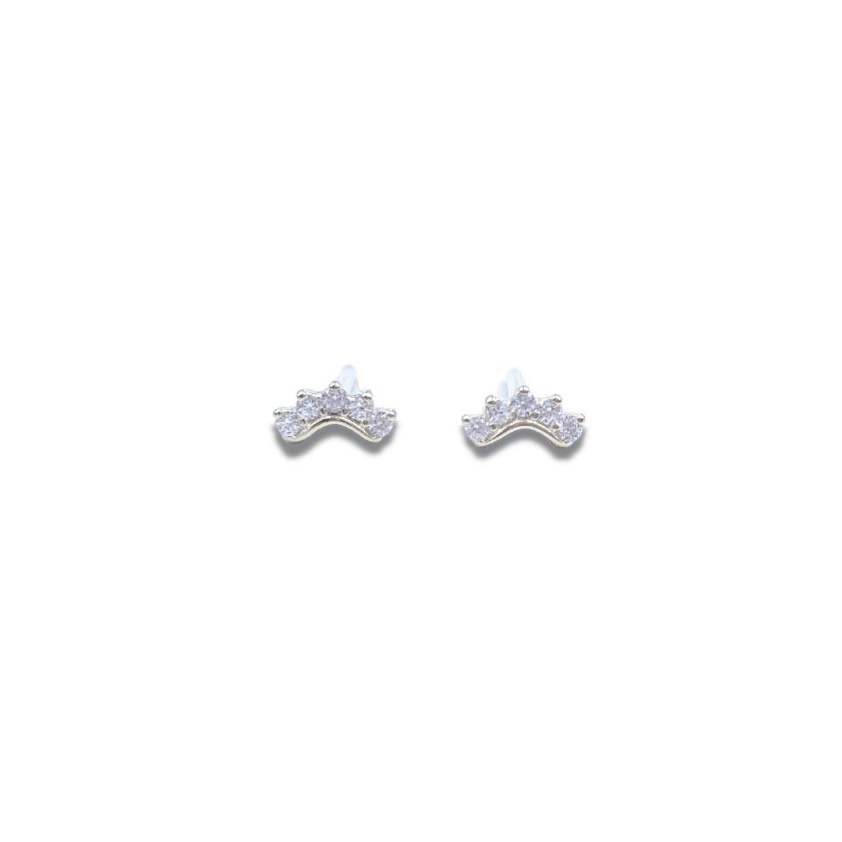 Roca de Piña- Little darling earrings- rhodium plated 925 sterling silver- white zirconia - sparkle- festive