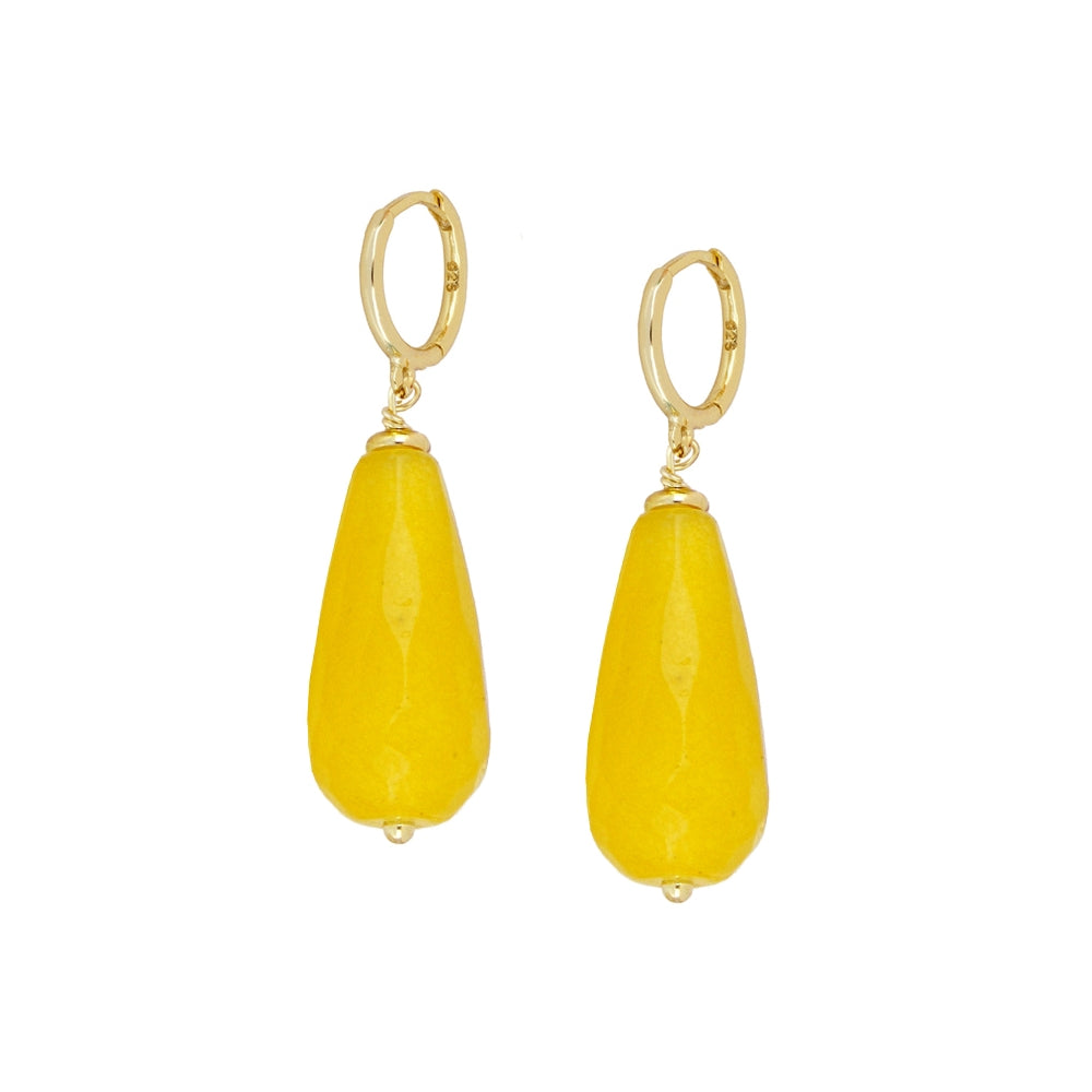 Roca de Piña – Yellow drops- gold plated- 925 sterling silver, yellow (ochre) agate, gemstone